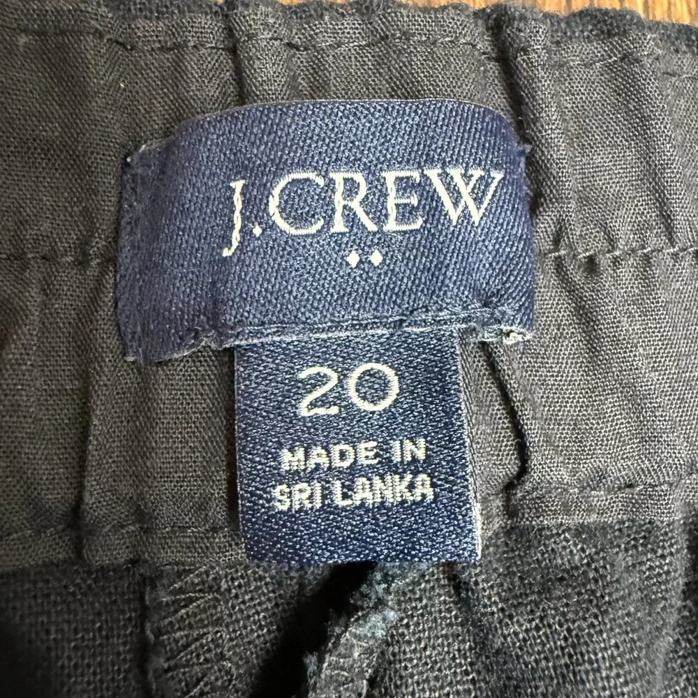 J. CREW Women's EUC Linen-Cotton Sailor Pants Black | Size‎ 20